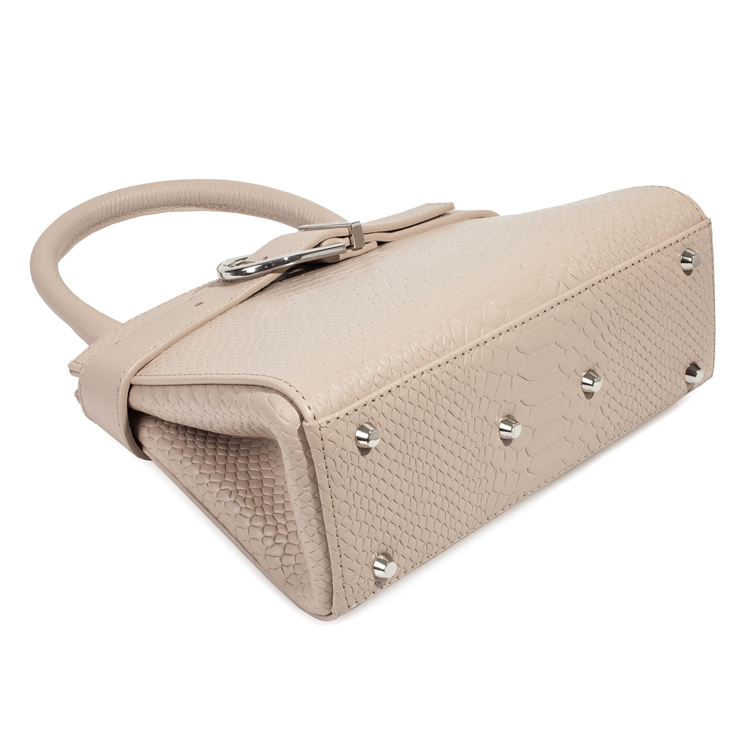 Leather Top Handle Bag, Latte Leather Handbag Top Handle, Women's Leather Bag KF-4999 - Image 3