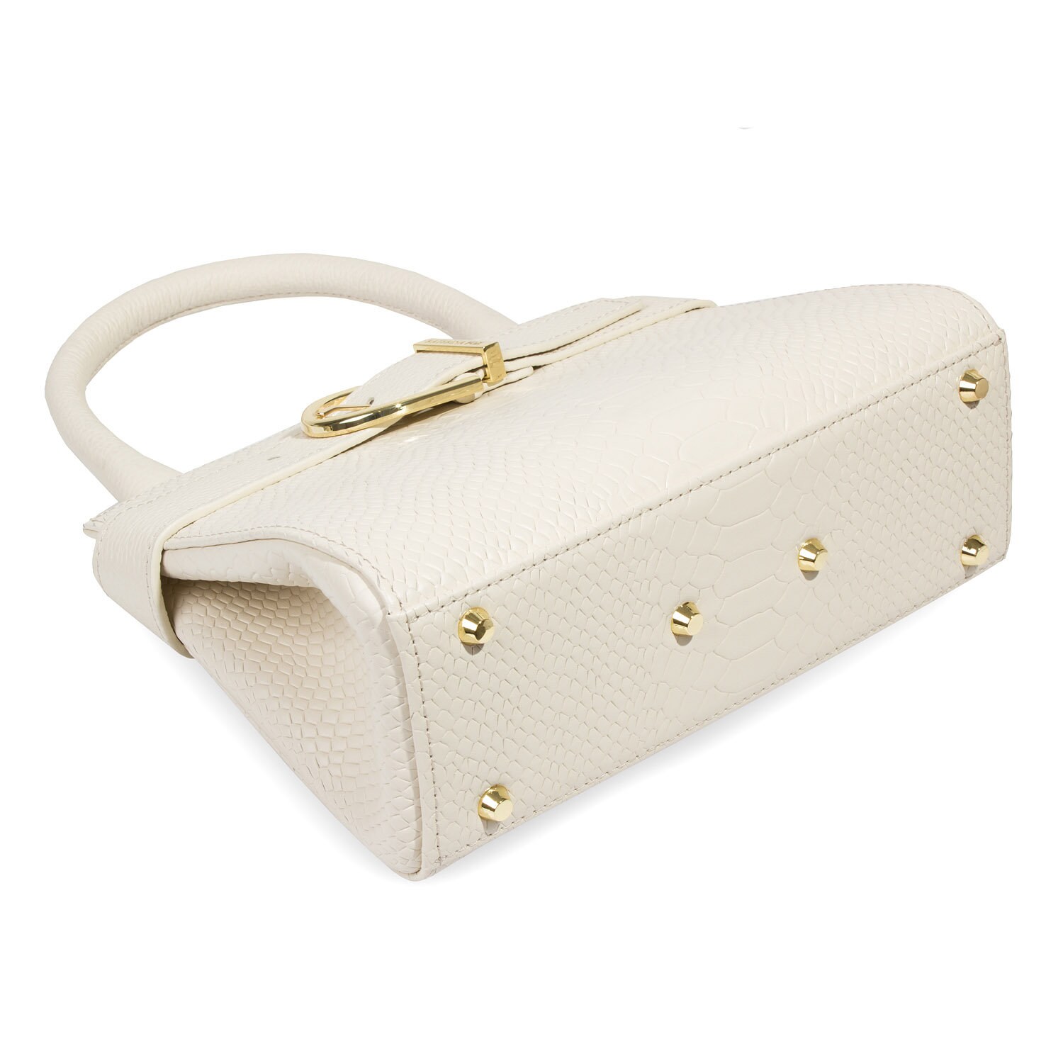 Leather Top Handle Bag, Cream Leather Handbag Top Handle, Women's Leather Bag KF-4966 - Image 4