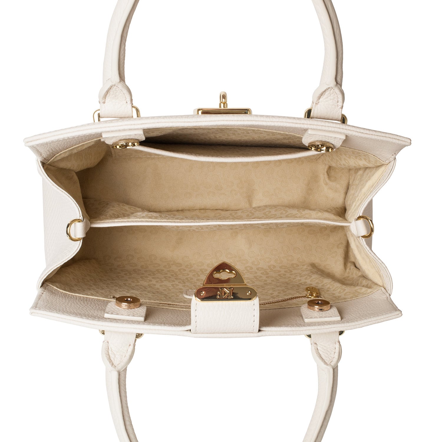 Leather Top Handle Bag, Cream Leather Handbag Top Handle, Women's Leather Bag KF-5034 - Image 5