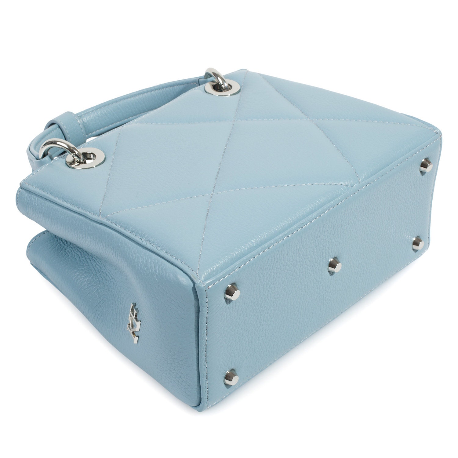 Leather Top Handle Bag, Light Blue Leather Handbag Top Handle, Women's Leather Bag KF-4917 - Image 4