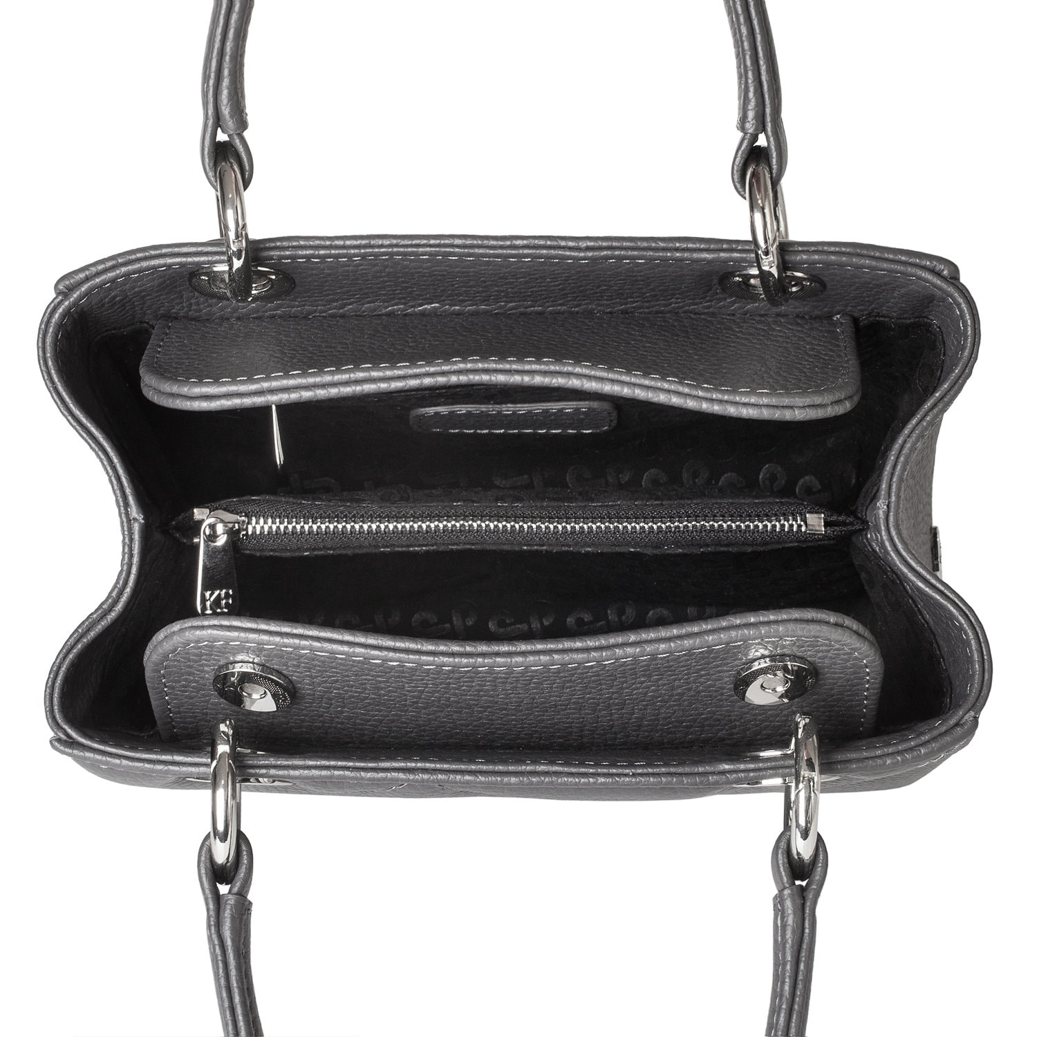 Leather Top Handle Bag, Dark Grey Leather Handbag Top Handle, Women's Leather Bag KF-4695 - Image 4