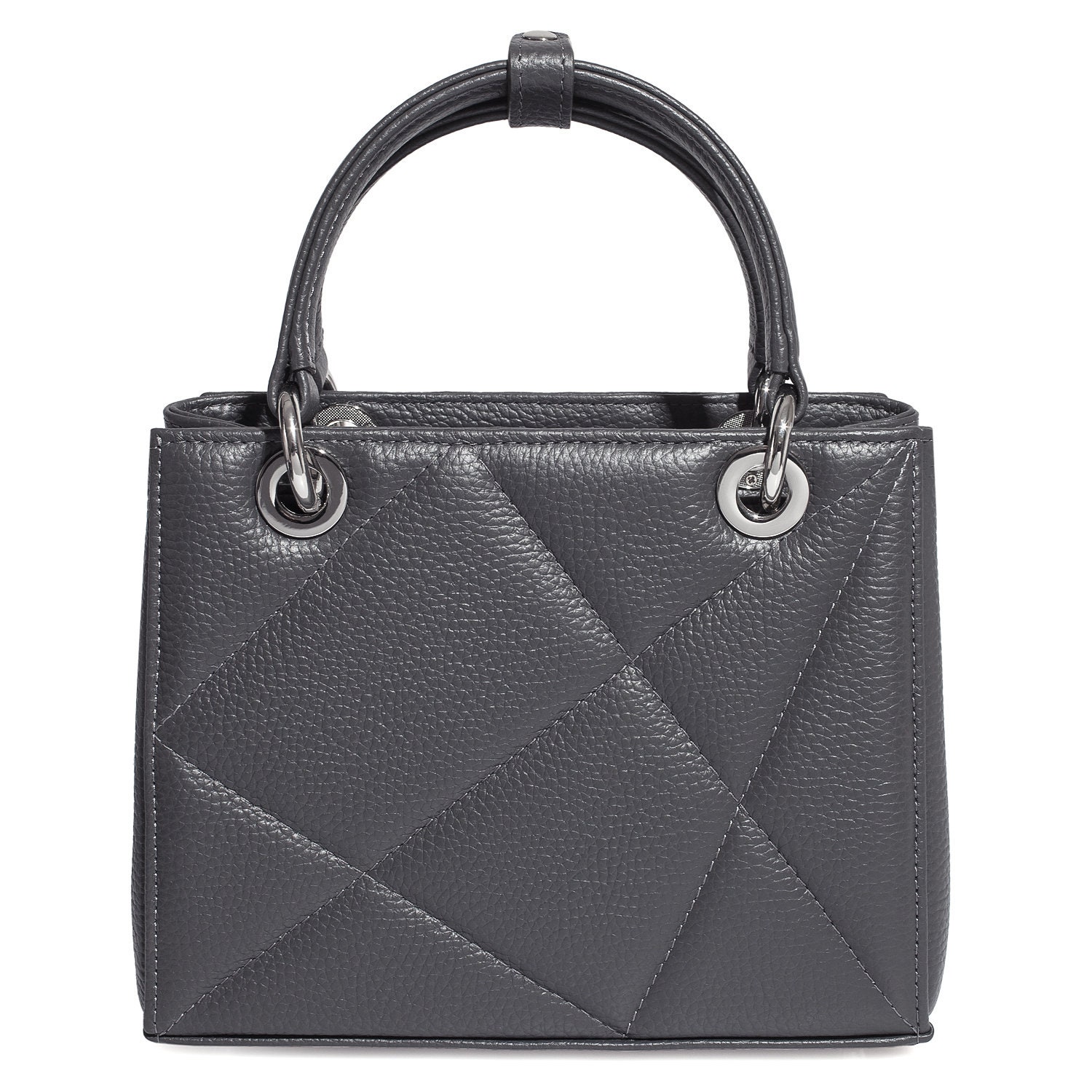 Leather Top Handle Bag, Dark Grey Leather Handbag Top Handle, Women's Leather Bag KF-4695 - Image 6