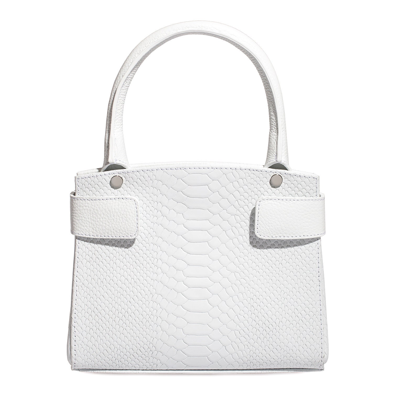 Leather Top Handle Bag, White Leather Handbag Top Handle, Women's Leather Bag KF-4986 - Image 7