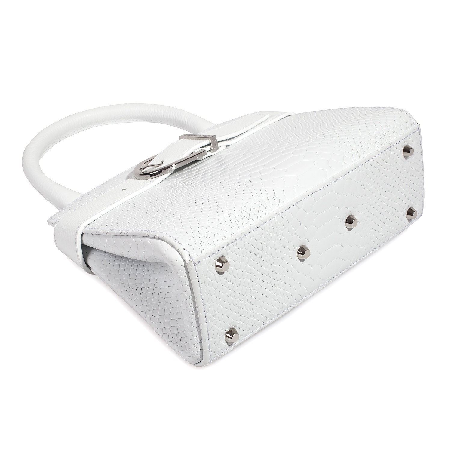 Leather Top Handle Bag, White Leather Handbag Top Handle, Women's Leather Bag KF-4986 - Image 8